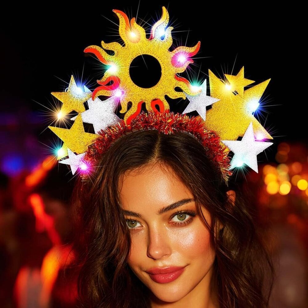 LED Sun Star Headband Festival Costume Hair Accessory for Women - Picture 7 of 8